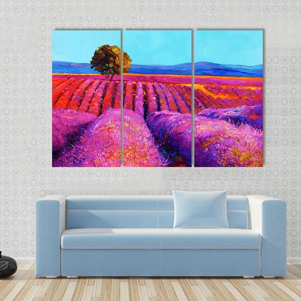 Abstract Lavender Fields Canvas Wall Art-3 Horizontal-Gallery Wrap-37" x 24"-Tiaracle