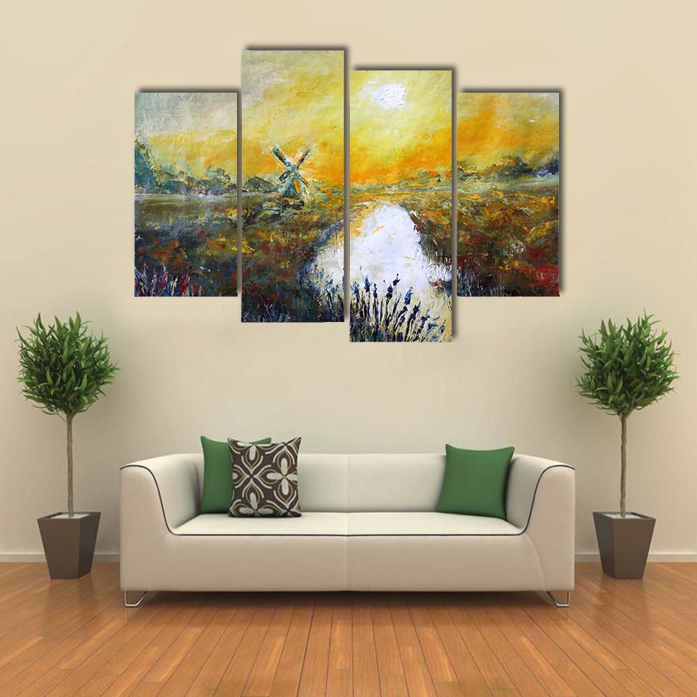 Abstract Of Windmill Canvas Wall Art-4 Pop-Gallery Wrap-50" x 32"-Tiaracle