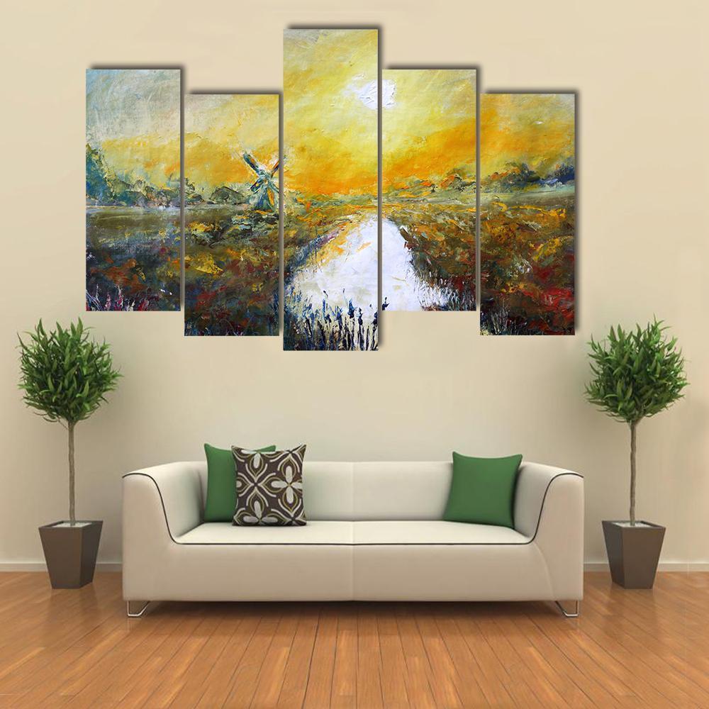 Abstract Of Windmill Canvas Wall Art-5 Pop-Gallery Wrap-47" x 32"-Tiaracle