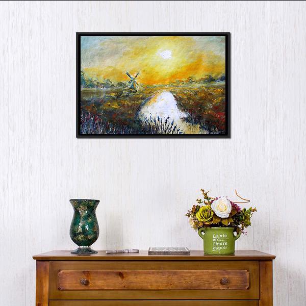 Abstract Of Windmill Canvas Wall Art-1 Piece-Floating Frame-24" x 16"-Tiaracle