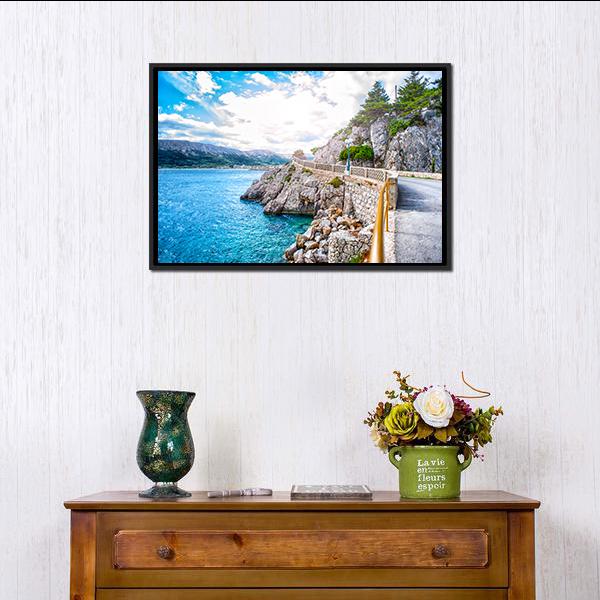 Adriatic Sea Coastline Canvas Wall Art-1 Piece-Floating Frame-24&quot; x 16&quot;-Tiaracle