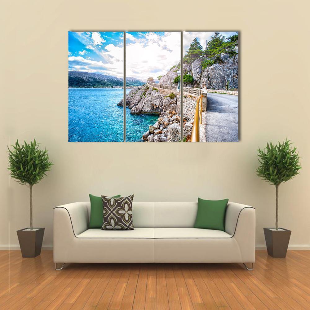 Adriatic Sea Coastline Canvas Wall Art-5 Pop-Gallery Wrap-47" x 32"-Tiaracle