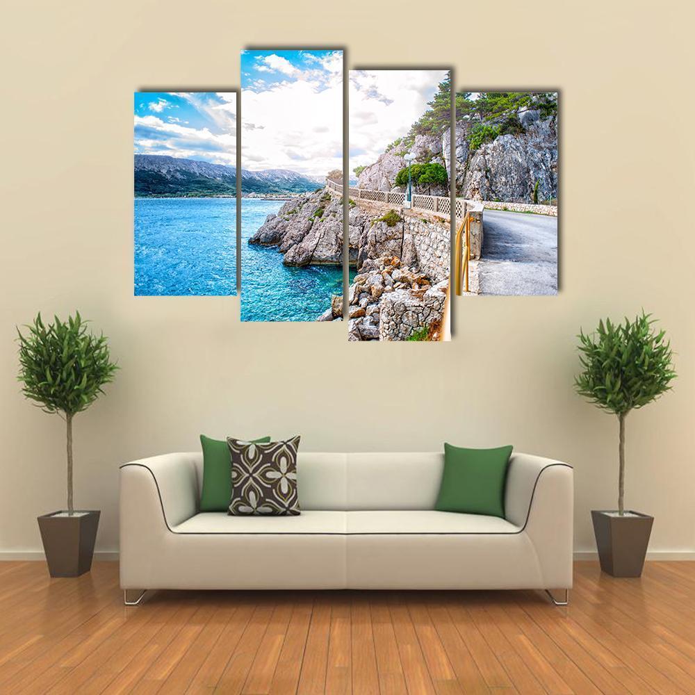 Adriatic Sea Coastline Canvas Wall Art-4 Pop-Gallery Wrap-50&quot; x 32&quot;-Tiaracle