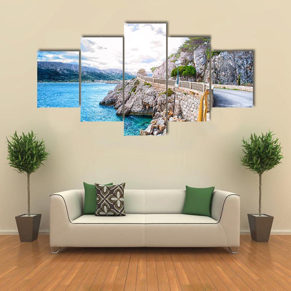Adriatic Sea Coastline Canvas Wall Art-5 Star-Gallery Wrap-62&quot; x 32&quot;-Tiaracle
