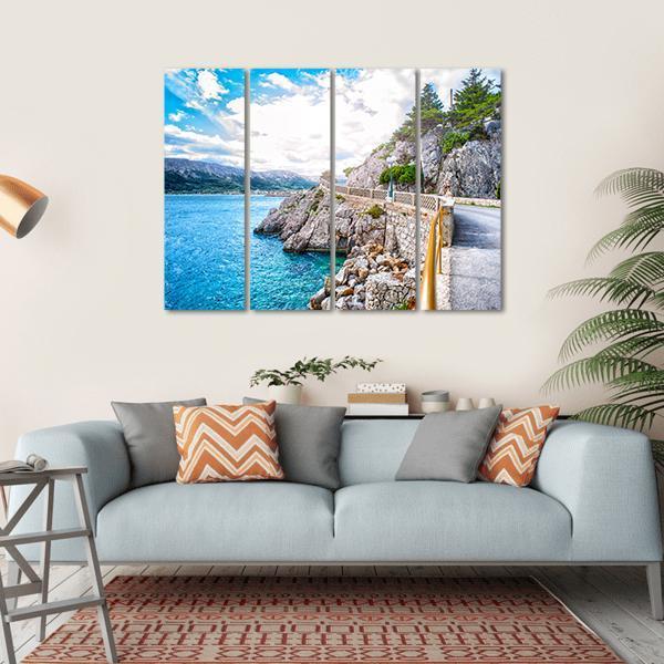 Adriatic Sea Coastline Canvas Wall Art-4 Horizontal-Gallery Wrap-34" x 24"-Tiaracle