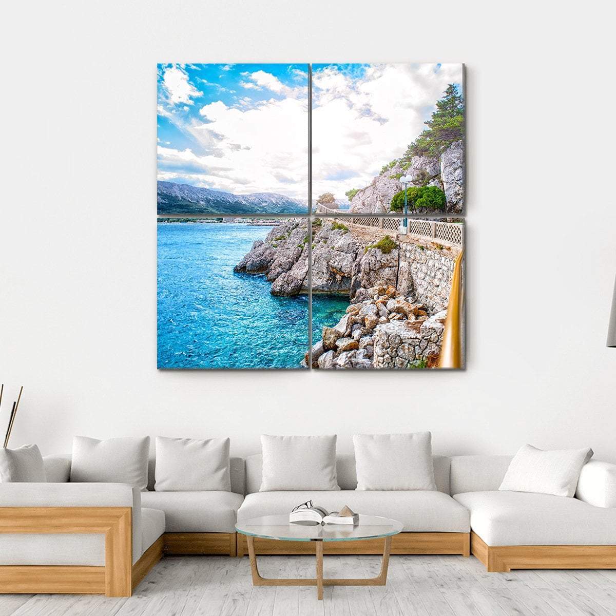 Adriatic Sea Coastline Canvas Wall Art-4 Square-Gallery Wrap-17" x 17"-Tiaracle