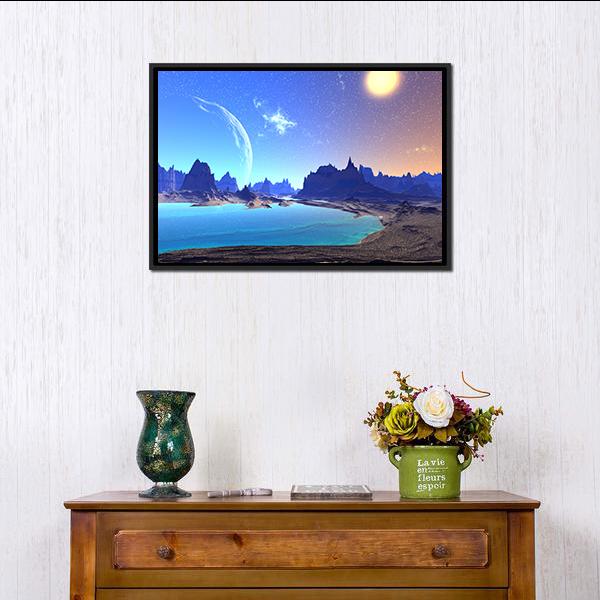 Beautiful Alien Planet Canvas Wall Art-1 Piece-Floating Frame-24" x 16"-Tiaracle