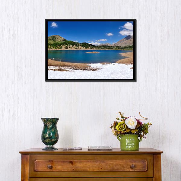 Beautiful Allos Lake Panoramic Canvas Wall Art-1 Piece-36" x 12"-Tiaracle