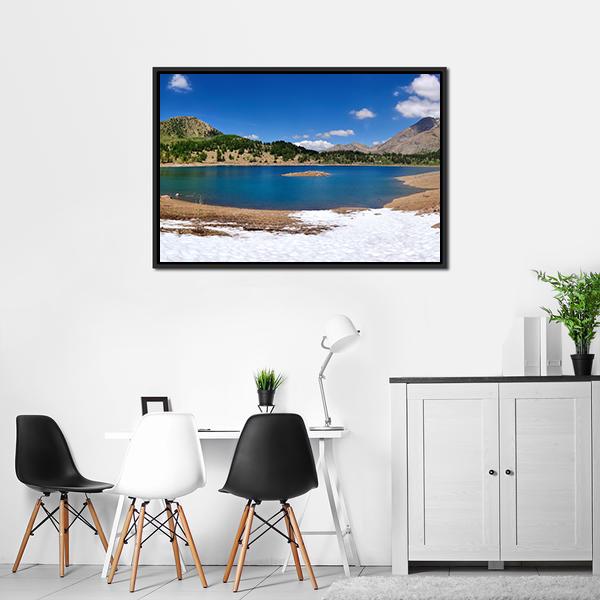 Beautiful Allos Lake Panoramic Canvas Wall Art-1 Piece-36" x 12"-Tiaracle