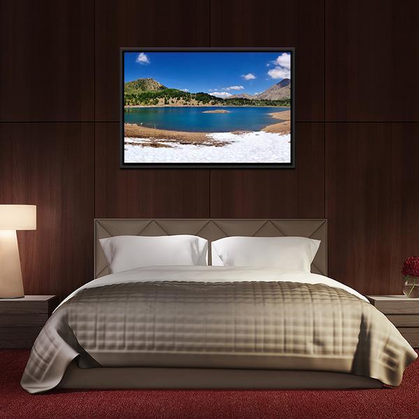 Beautiful Allos Lake Panoramic Canvas Wall Art-1 Piece-36" x 12"-Tiaracle