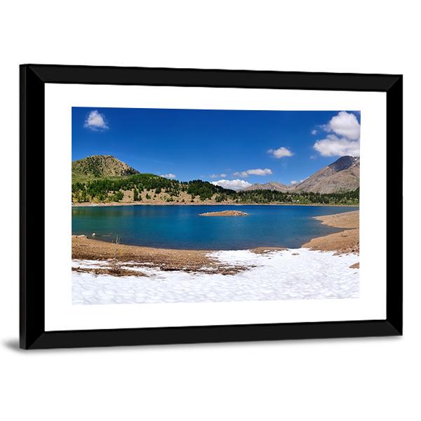 Beautiful Allos Lake Panoramic Canvas Wall Art-1 Piece-36" x 12"-Tiaracle
