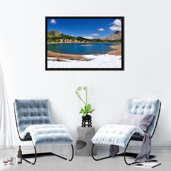 Beautiful Allos Lake Panoramic Canvas Wall Art-1 Piece-36" x 12"-Tiaracle