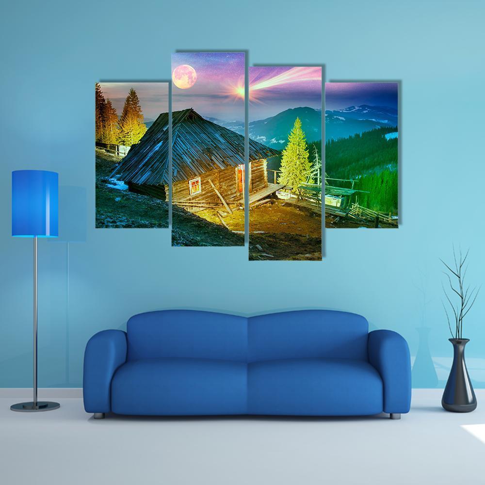 Beautiful Alpine Peaks Canvas Wall Art-4 Pop-Gallery Wrap-50" x 32"-Tiaracle