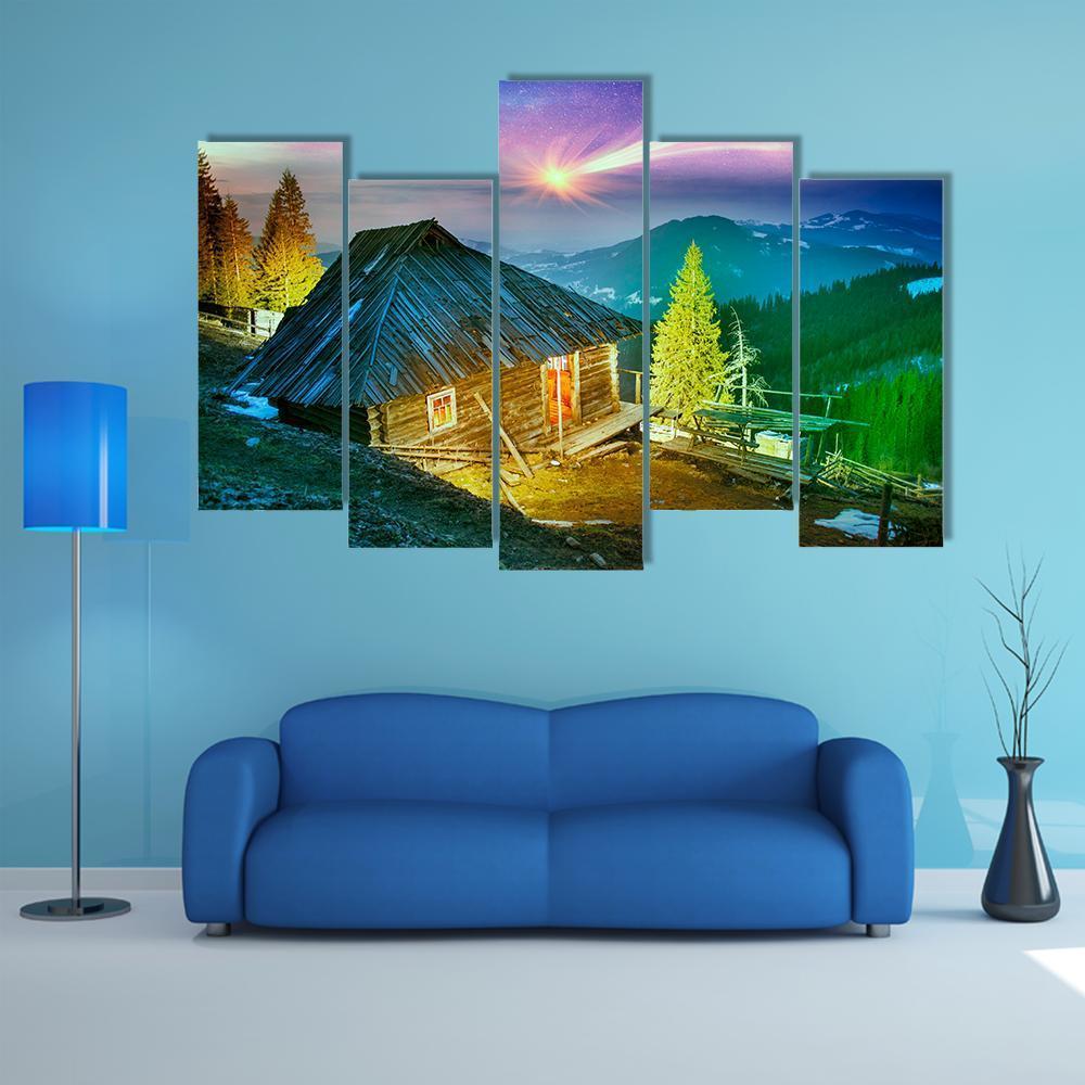 Beautiful Alpine Peaks Canvas Wall Art-5 Pop-Gallery Wrap-47" x 32"-Tiaracle