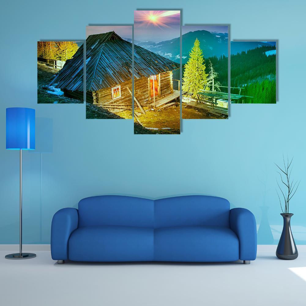 Beautiful Alpine Peaks Canvas Wall Art-5 Star-Gallery Wrap-62" x 32"-Tiaracle