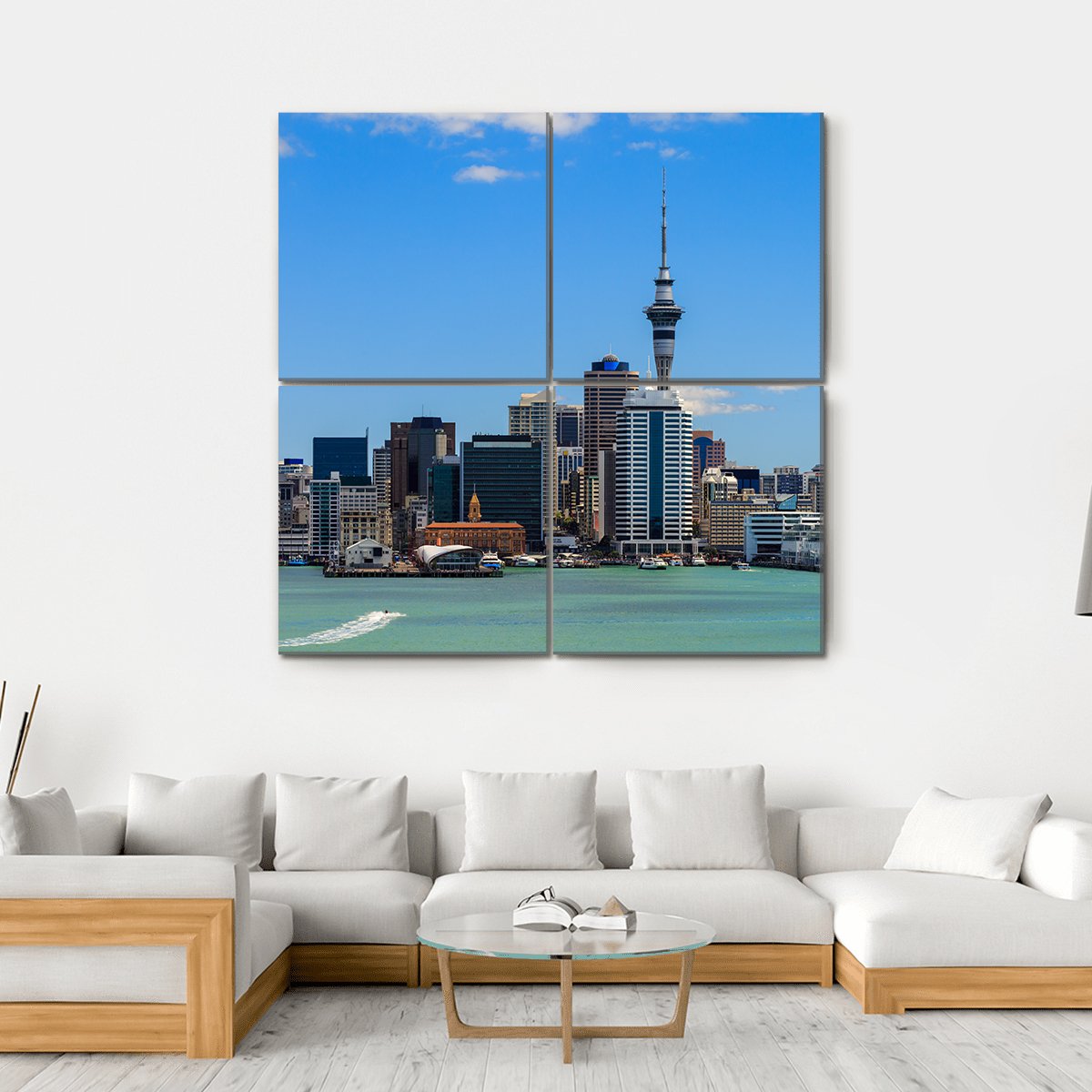 Auckland Cityscape Canvas Wall Art-4 Square-Gallery Wrap-17" x 17"-Tiaracle