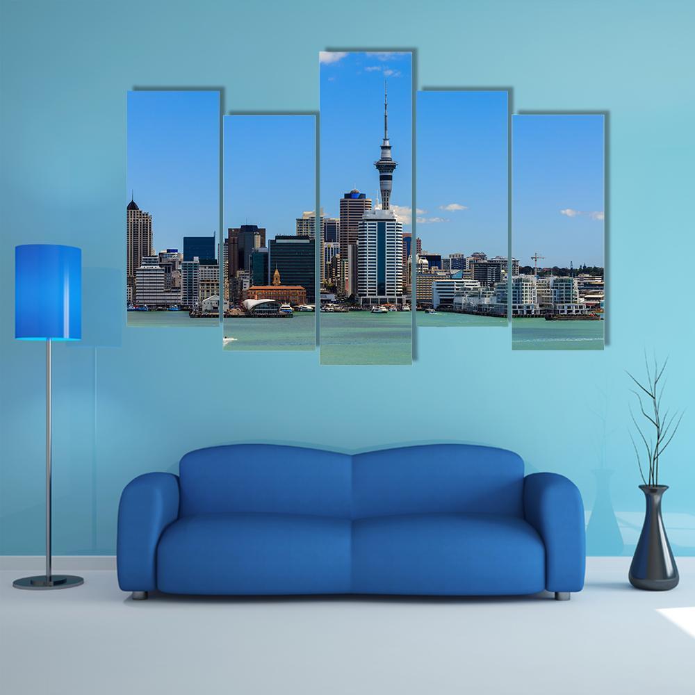 Auckland Cityscape Canvas Wall Art-5 Pop-Gallery Wrap-47" x 32"-Tiaracle