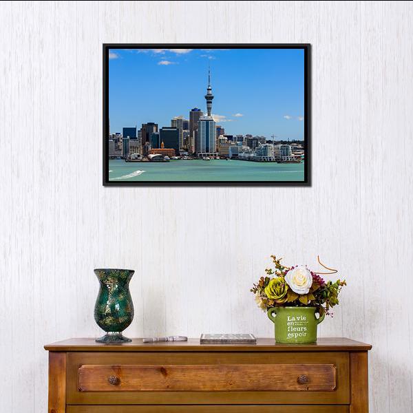 Auckland Cityscape Canvas Wall Art-1 Piece-Floating Frame-24" x 16"-Tiaracle