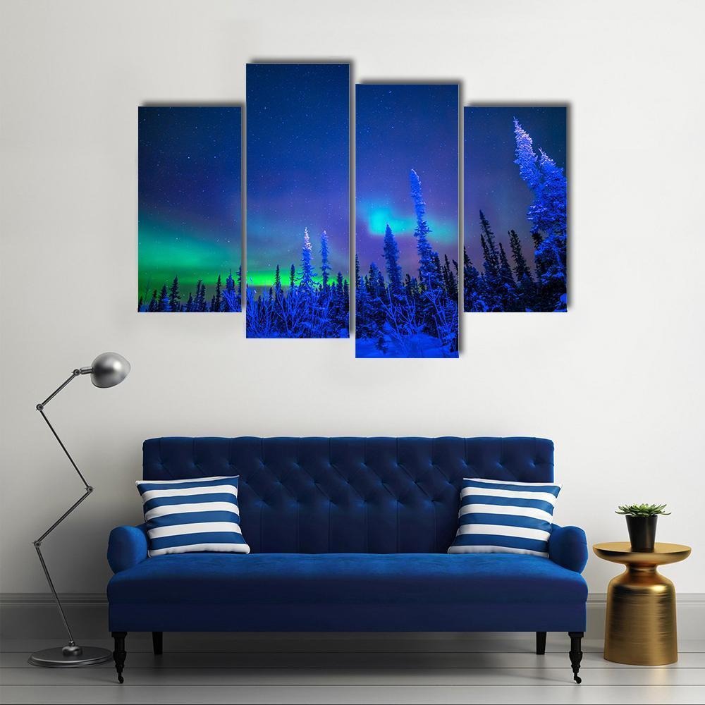 Aurora In Winter Canvas Wall Art-4 Pop-Gallery Wrap-50" x 32"-Tiaracle