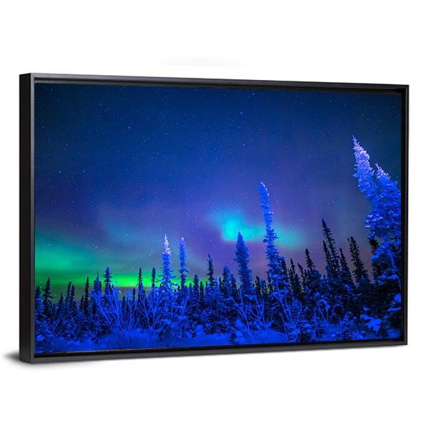 Aurora In Winter Canvas Wall Art-3 Horizontal-Gallery Wrap-25" x 16"-Tiaracle