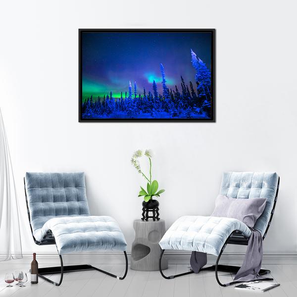Aurora In Winter Canvas Wall Art-3 Horizontal-Gallery Wrap-25" x 16"-Tiaracle