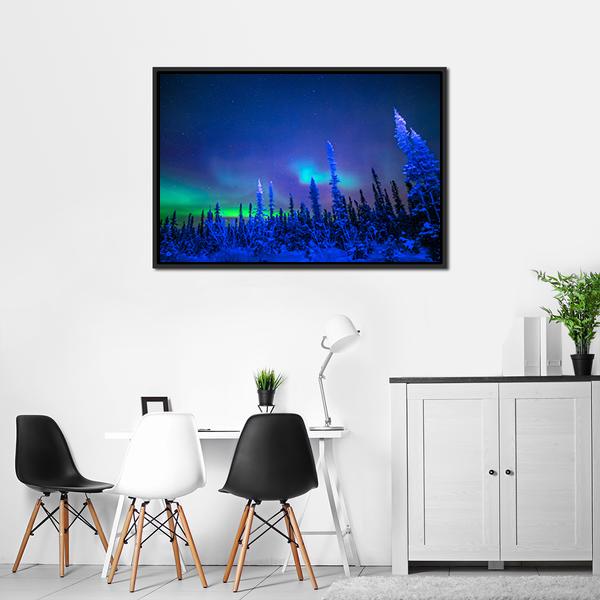 Aurora In Winter Canvas Wall Art-3 Horizontal-Gallery Wrap-25" x 16"-Tiaracle