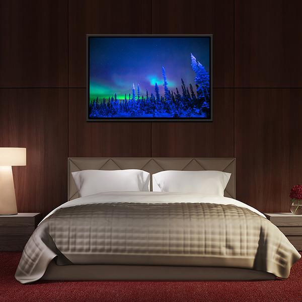 Aurora In Winter Canvas Wall Art-3 Horizontal-Gallery Wrap-25" x 16"-Tiaracle