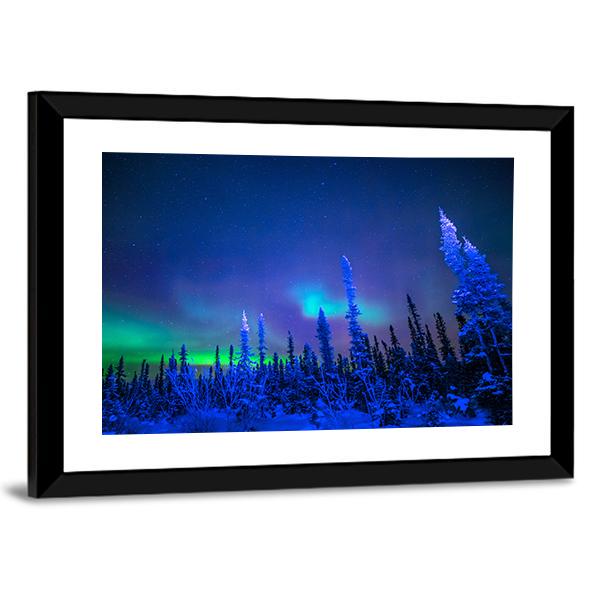 Aurora In Winter Canvas Wall Art-3 Horizontal-Gallery Wrap-25" x 16"-Tiaracle