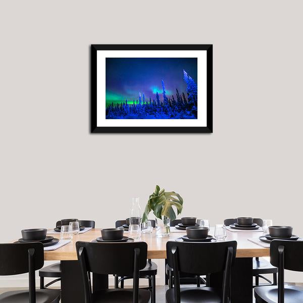 Aurora In Winter Canvas Wall Art-3 Horizontal-Gallery Wrap-25" x 16"-Tiaracle