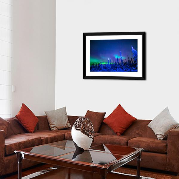 Aurora In Winter Canvas Wall Art-3 Horizontal-Gallery Wrap-25" x 16"-Tiaracle