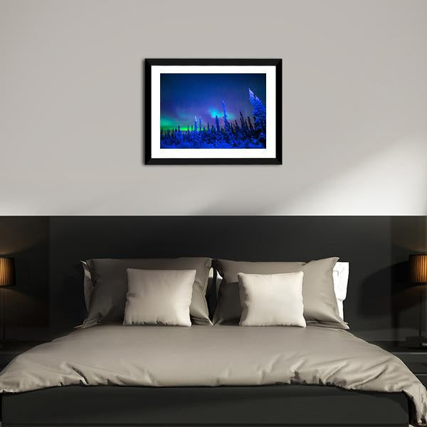 Aurora In Winter Canvas Wall Art-3 Horizontal-Gallery Wrap-25" x 16"-Tiaracle
