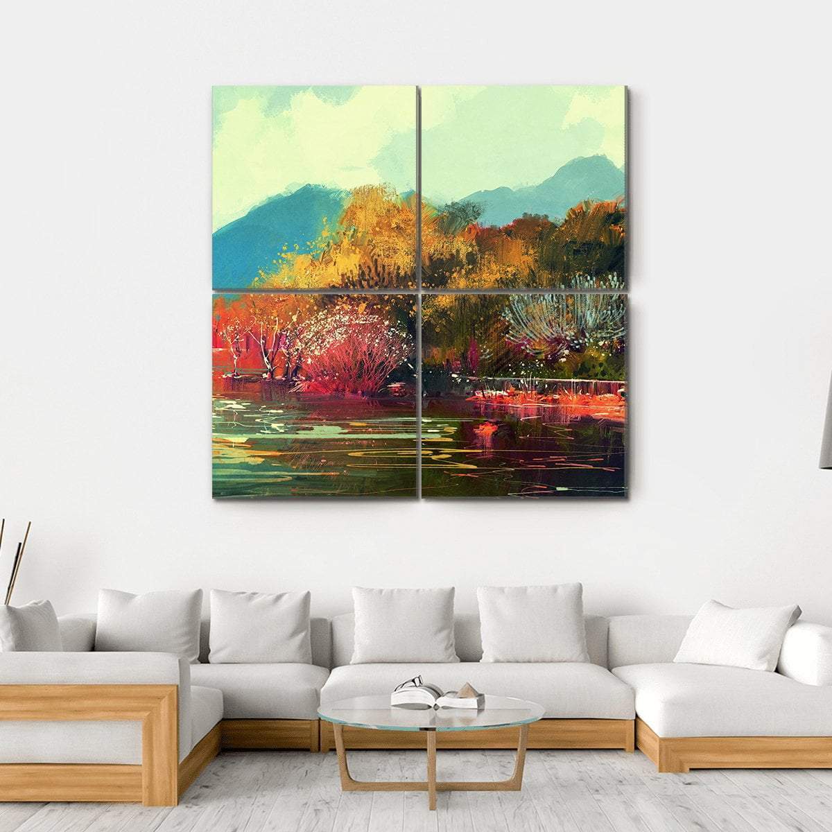 Autumn Forest Illustration Canvas Wall Art-4 Square-Gallery Wrap-17" x 17"-Tiaracle