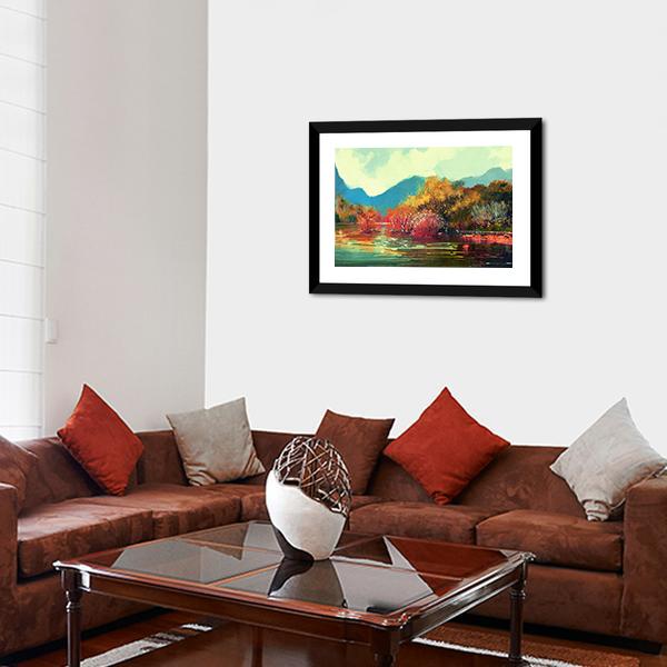 Autumn Forest Illustration Canvas Wall Art-1 Piece-Framed Print-20" x 16"-Tiaracle