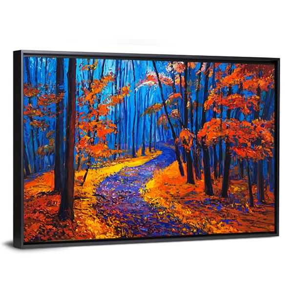 Beautiful Autumn Forest Pathway Canvas Wall Art-5 Horizontal-Gallery Wrap-22" x 12"-Tiaracle