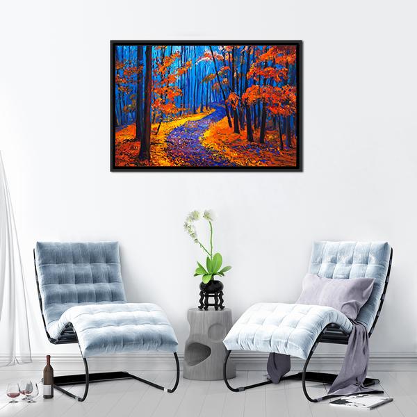Beautiful Autumn Forest Pathway Canvas Wall Art-5 Horizontal-Gallery Wrap-22" x 12"-Tiaracle