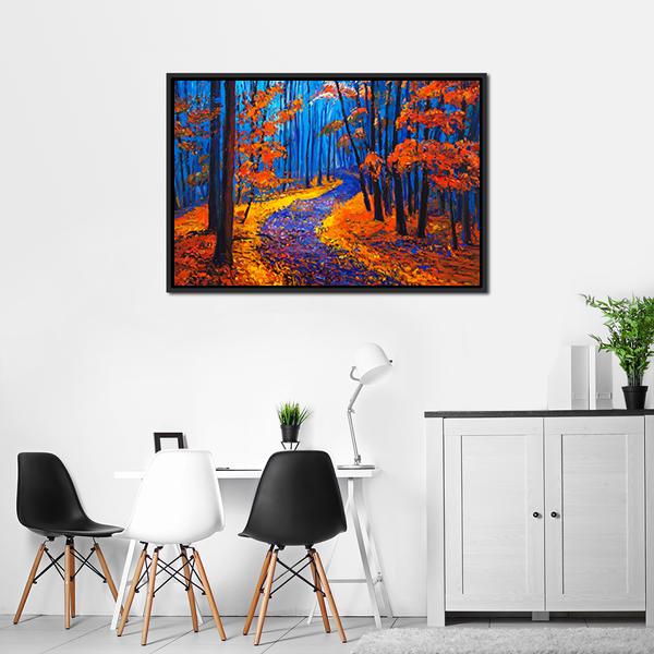 Beautiful Autumn Forest Pathway Canvas Wall Art-5 Horizontal-Gallery Wrap-22" x 12"-Tiaracle