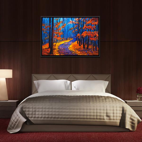 Beautiful Autumn Forest Pathway Canvas Wall Art-5 Horizontal-Gallery Wrap-22" x 12"-Tiaracle