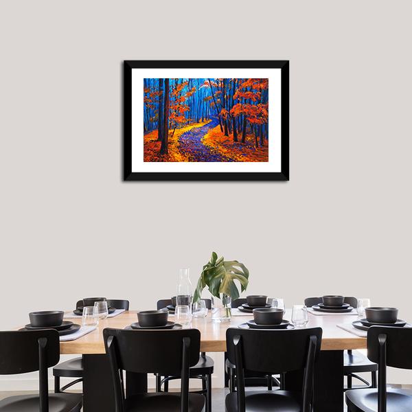 Beautiful Autumn Forest Pathway Canvas Wall Art-5 Horizontal-Gallery Wrap-22" x 12"-Tiaracle