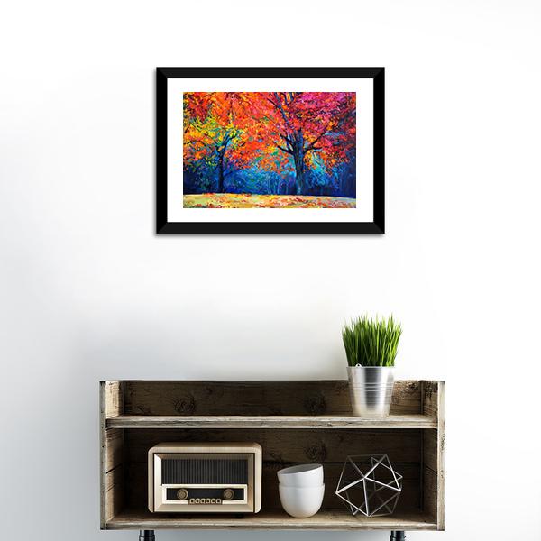Beautiful Autumn Forest Trees Canvas Wall Art-1 Piece-Framed Print-20&quot; x 16&quot;-Tiaracle