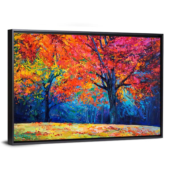 Beautiful Autumn Forest Trees Canvas Wall Art-3 Horizontal-Gallery Wrap-25&quot; x 16&quot;-Tiaracle