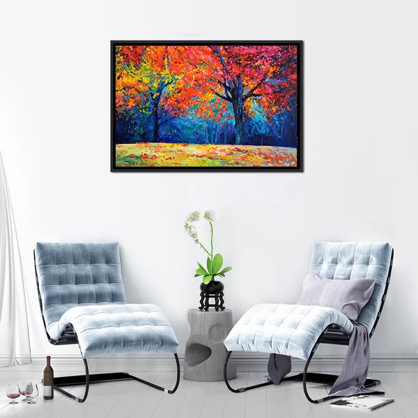 Beautiful Autumn Forest Trees Canvas Wall Art-3 Horizontal-Gallery Wrap-25&quot; x 16&quot;-Tiaracle