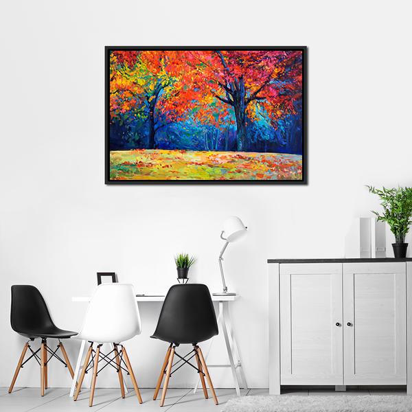 Beautiful Autumn Forest Trees Canvas Wall Art-3 Horizontal-Gallery Wrap-25&quot; x 16&quot;-Tiaracle