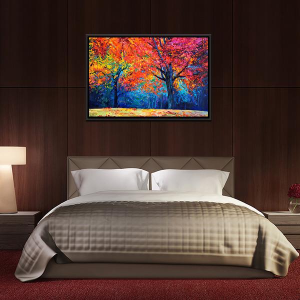 Beautiful Autumn Forest Trees Canvas Wall Art-3 Horizontal-Gallery Wrap-25&quot; x 16&quot;-Tiaracle