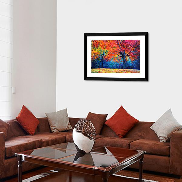 Beautiful Autumn Forest Trees Canvas Wall Art-3 Horizontal-Gallery Wrap-25&quot; x 16&quot;-Tiaracle