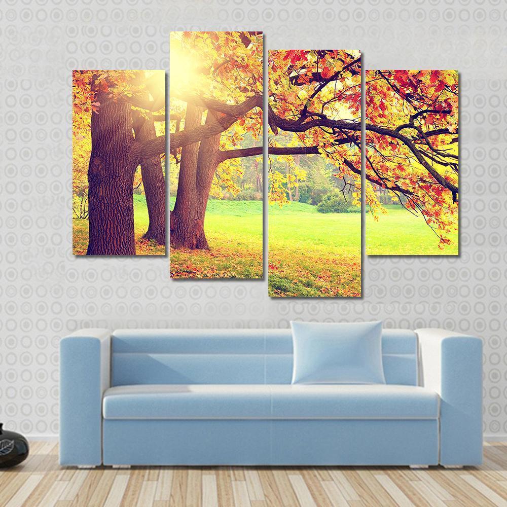 Beautiful Autumn Landscape Canvas Wall Art-4 Pop-Gallery Wrap-50" x 32"-Tiaracle