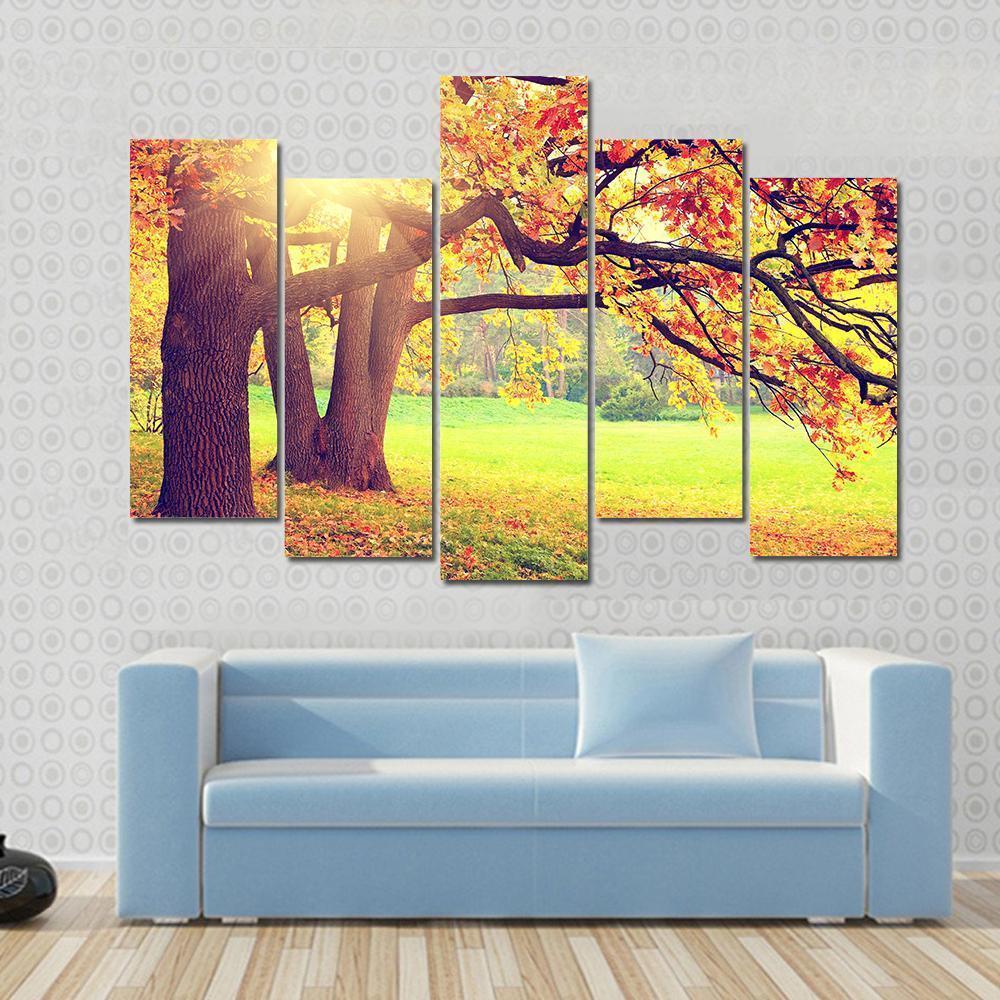 Beautiful Autumn Landscape Canvas Wall Art-5 Pop-Gallery Wrap-47" x 32"-Tiaracle