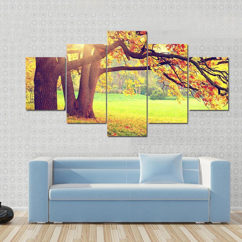 Beautiful Autumn Landscape Canvas Wall Art-5 Star-Gallery Wrap-62" x 32"-Tiaracle