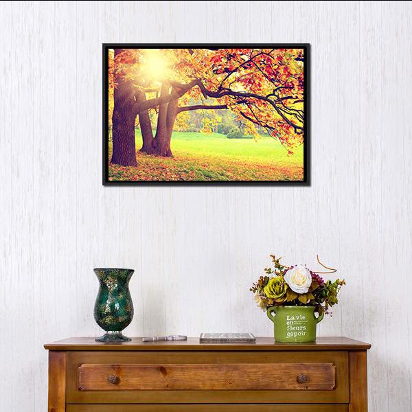 Beautiful Autumn Landscape Canvas Wall Art-1 Piece-Floating Frame-24" x 16"-Tiaracle