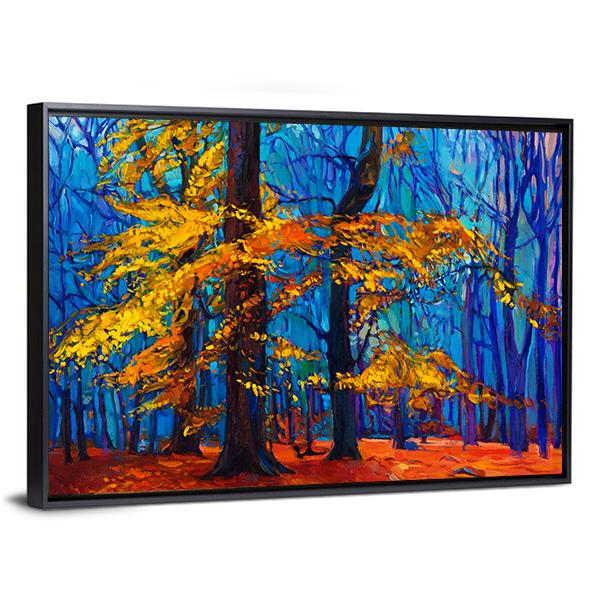 Autumn Trees Abstract Canvas Wall Art-3 Horizontal-Gallery Wrap-25&quot; x 16&quot;-Tiaracle