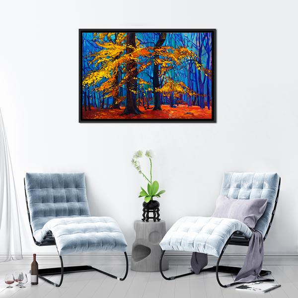 Autumn Trees Abstract Canvas Wall Art-1 Piece-Floating Frame-24&quot; x 16&quot;-Tiaracle